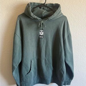 Obey Forest Green Oversized Hoodie Casual Loungewear Cotton Large Graphic